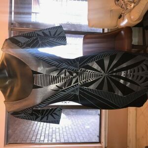 BEBE Black/Silver Metallic Mini Dress XS Discontinued Rare